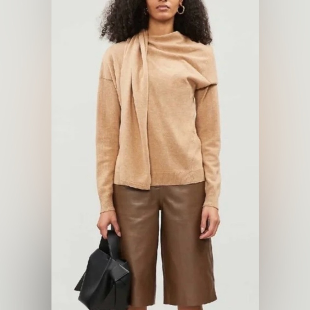 Maje Madji Camel Neck Scarf sweater Maje size 2 (medium) EUC Paris chic
